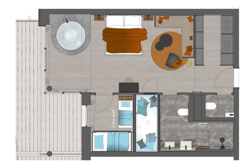 Grundriss "Deluxe" Suite im Familienhotel Schreinerhof