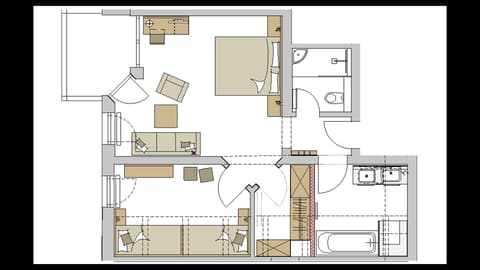 Grundriss Family-Suite "Schreinerhof Mansarde" im Familienhotel Schreinerhof